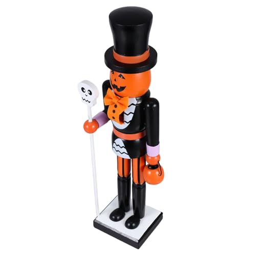 DECHOUS Halloween-Kürbis-Nussknacker-Soldat Holzfigur, dekorative Nussknacker-Statue für Halloween-Party, Tischregal oder Kaminsims, mehrfarbig, 37 cm von DECHOUS