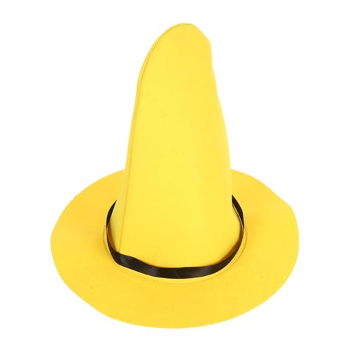 DECHOUS Halloween Zaubererhut für Frauen Gelber Witch Hat Vielseitiges Kostümzubehör für Partys Cosplay und Feiern Tragbar und Faltbar Komfortables Tragegefühl von DECHOUS