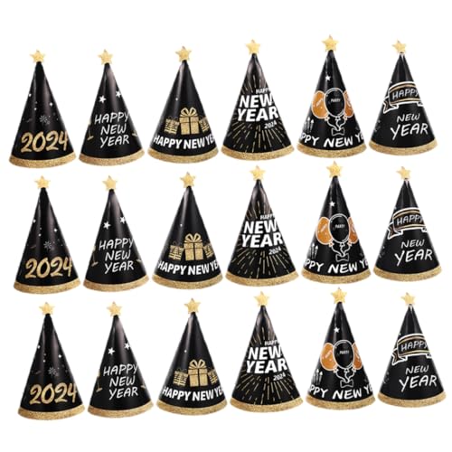 DECHOUS Neujahrs Papierhüte 2024 Schwarze Und Goldene Partyhüte Für Silvesterfeiern Kindergeburtstage Und Fotorequisiten Neujahrsfeier Zubehör DECHOUS Neujahrs Papierhüte 2024 Schwarze Und Goldene Partyhüte Für Silvesterfeiern Kindergeburtstage Und Fotorequisiten Neujahrsfeier Zubehör von DECHOUS