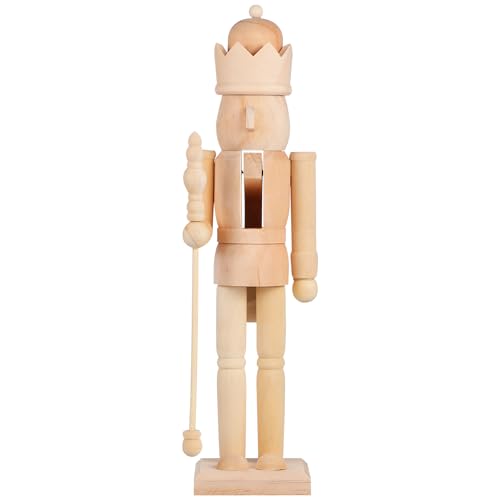 DECHOUS Nussknacker aus Holz, unlackiert, groß, Weihnachten, unlackiert, Nussknacker-Figuren zum Bemalen, blanko, DIY, Nussknacker-Ornament für Weihnachten, Desktop-Dekoration, 38,1 cm von DECHOUS