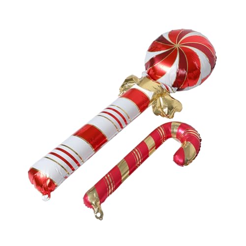 DECHOUS Weihnachtliche Aluminiumfolie Luftballons Rote Zuckerstangen Form Cartoon Design Vielseitige Partydeko für Weihnachten Fotorequisiten und Festliche Raumgestaltung von DECHOUS