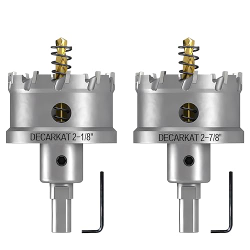 2er-Pack 5,4 cm TCT-Lochsägen für Hartmetall, robuste 54 mm Wolframkarbid-Lochschneider-Set mit federbelasteten Zentrierbohrern für Edelstahl, Metall, Eisen und Kunststoff. 2er-Pack 5,4 cm TCT-Lochsägen für Hartmetall, robuste 54 mm Wolframkarbid-Lochschneider-Set mit federbelasteten Zentrierbohrern für Edelstahl, Metall, Eisen und Kunststoff. von DECKRKAT