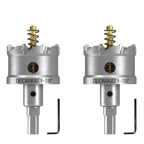 TCT-Lochsägen für Hartmetall, strapazierfähig, 48 mm, Wolframkarbid-Lochschneider-Set mit federbelasteten Zentrierbohrern für Edelstahl, Metall, Eisen und Kunststoff, 2 Stück. TCT-Lochsägen für Hartmetall, strapazierfähig, 48 mm, Wolframkarbid-Lochschneider-Set mit federbelasteten Zentrierbohrern für Edelstahl, Metall, Eisen und Kunststoff, 2 Stück. von DECKRKAT