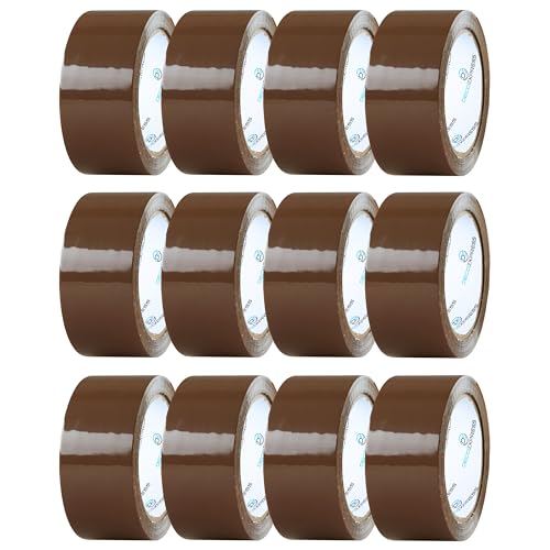 Paketklebeband 12er Pack Paketklebeband Braun, Klebeband Transparent und Zerbrechlich Klebeband - Packing Tape zum Verpacken, Umzug (Bänder Braun, 4er-Pack) von DECO EXPRESS