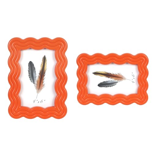 DECOCIAGA Bilderrahmen, 10 x 15 cm, mit Passepartout, gewellter Rand, Holz-Bilderrahmen für Tischplatte und Wandbehang, mit klarem Plexiglas für vertikale oder horizontale Anzeige, Orange, 1 Packung DECOCIAGA Bilderrahmen, 10 x 15 cm, mit Passepartout, gewellter Rand, Holz-Bilderrahmen für Tischplatte und Wandbehang, mit klarem Plexiglas für vertikale oder horizontale Anzeige, Orange, 1 Packung von DECOCIAGA