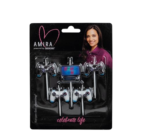 AMIRA powered by decocino - Kerzen-Set Gaming 5-tlg - tolle Kerzen passend für alle Gamer und Zocker, ideal zum Dekorieren von Kuchen, Torten oder Muffins, super für jeden Geburtstag AMIRA powered by decocino - Kerzen-Set Gaming 5-tlg - tolle Kerzen passend für alle Gamer und Zocker, ideal zum Dekorieren von Kuchen, Torten oder Muffins, super für jeden Geburtstag von DECOCINO