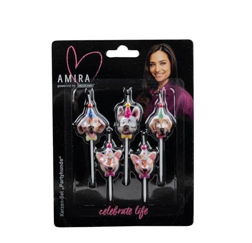 AMIRA powered by decocino - Kerzen-Set Partyhunde 5-tlg - ein Muss für alle Hundefans, Hunde Kerzen mit tollen Motiven, Top für alle Torten, Kuchen oder Muffins, Partydeko, Hund, Kerzenset AMIRA powered by decocino - Kerzen-Set Partyhunde 5-tlg - ein Muss für alle Hundefans, Hunde Kerzen mit tollen Motiven, Top für alle Torten, Kuchen oder Muffins, Partydeko, Hund, Kerzenset von DECOCINO
