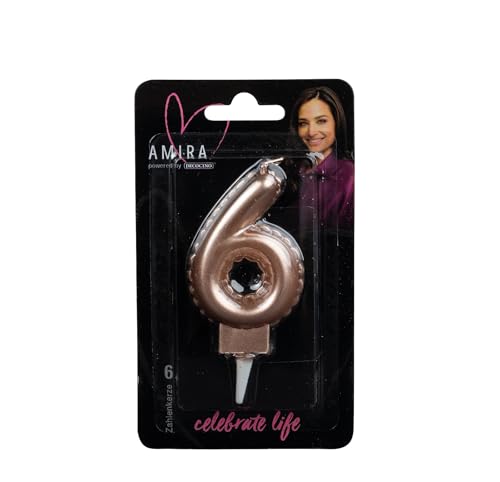 AMIRA powered by decocino - Zahlenkerze Rosegold No. 6 - elegante Party Deko für Geburtstage, Partys oder ein Jubiläum, ideal für Kuchen, Torten oder Muffins, 7cm hoch AMIRA powered by decocino - Zahlenkerze Rosegold No. 6 - elegante Party Deko für Geburtstage, Partys oder ein Jubiläum, ideal für Kuchen, Torten oder Muffins, 7cm hoch von DECOCINO