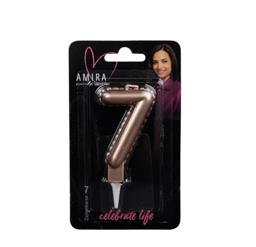 AMIRA powered by decocino - Zahlenkerze Rosegold No. 7 - elegante Party Deko für Geburtstage, Partys oder ein Jubiläum, ideal für Kuchen, Torten oder Muffins, 7cm hoch AMIRA powered by decocino - Zahlenkerze Rosegold No. 7 - elegante Party Deko für Geburtstage, Partys oder ein Jubiläum, ideal für Kuchen, Torten oder Muffins, 7cm hoch von DECOCINO