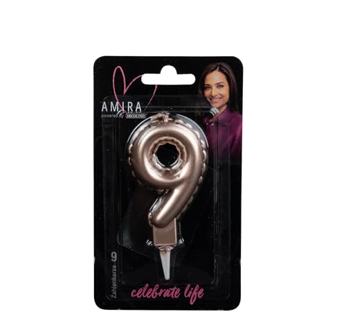 AMIRA powered by decocino - Zahlenkerze Rosegold No. 9 - elegante Party Deko für Geburtstage, Partys oder ein Jubiläum, ideal für Kuchen, Torten oder Muffins, 7cm hoch AMIRA powered by decocino - Zahlenkerze Rosegold No. 9 - elegante Party Deko für Geburtstage, Partys oder ein Jubiläum, ideal für Kuchen, Torten oder Muffins, 7cm hoch von DECOCINO