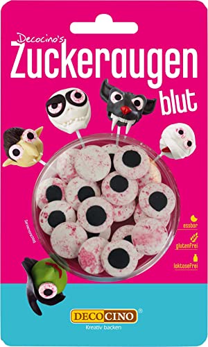 DECOCINO Halloween Essbare Zuckeraugen mit Blut - Augen aus Zucker zur Dekoration von Muffins, Cupcakes, Cake Pops, Kuchen, Torten etc. DECOCINO Halloween Essbare Zuckeraugen mit Blut - Augen aus Zucker zur Dekoration von Muffins, Cupcakes, Cake Pops, Kuchen, Torten etc. von DECOCINO