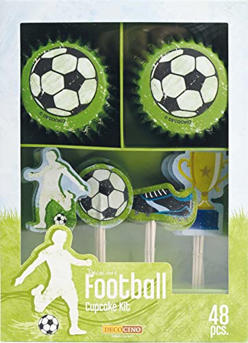 DECOCINO Muffin-Set Football 48-tlg. - 24 Cupcake-Förmchen mit Ø 5 cm & 24 Muffin-Topper aus Papier, ideale Deko für Kindergeburtstage & Motto-Partys DECOCINO Muffin-Set Football 48-tlg. - 24 Cupcake-Förmchen mit Ø 5 cm & 24 Muffin-Topper aus Papier, ideale Deko für Kindergeburtstage & Motto-Partys von DECOCINO