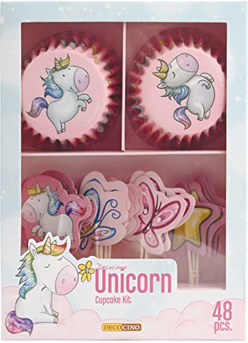 DECOCINO Muffin-Set Unicorn 48-tlg. - 24 Cupcake-Förmchen mit Ø 5 cm & 24 Muffin-Topper aus Papier, ideale Deko für Kindergeburtstage & Motto-Partys DECOCINO Muffin-Set Unicorn 48-tlg. - 24 Cupcake-Förmchen mit Ø 5 cm & 24 Muffin-Topper aus Papier, ideale Deko für Kindergeburtstage & Motto-Partys von DECOCINO