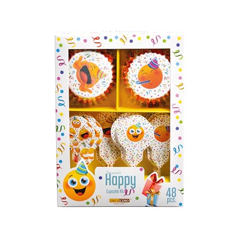 DECOCINO Muffinset Happy 48-tlg. - 24 Cupcake Förmchen und 24 Muffin Topper aus Papier, ideal für Geburtstage, Partys, JGA, Abschlussfeiern oder einfach nur so DECOCINO Muffinset Happy 48-tlg. - 24 Cupcake Förmchen und 24 Muffin Topper aus Papier, ideal für Geburtstage, Partys, JGA, Abschlussfeiern oder einfach nur so von DECOCINO