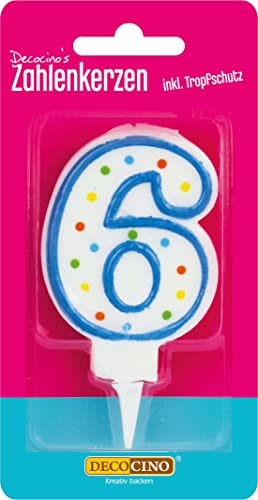 DECOCINO Zahlenkerze Zahl 6 – Torten-Kerze Happy-Birthday-Deko, Gerbutstags-Kerze, 7cm, Tortendeko, Kerze, Geburtstagskerzen DECOCINO Zahlenkerze Zahl 6 – Torten-Kerze Happy-Birthday-Deko, Gerbutstags-Kerze, 7cm, Tortendeko, Kerze, Geburtstagskerzen von DECOCINO