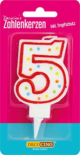 DECOCINO Zahlenkerzen Zahl „5“ – Torten-Kerzen Happy-Birthday-Deko, Gerbutstags-Kerzen, Geburtstags-Deko für Geburtstags-Torte & Geburtstags-Kuchen DECOCINO Zahlenkerzen Zahl „5“ – Torten-Kerzen Happy-Birthday-Deko, Gerbutstags-Kerzen, Geburtstags-Deko für Geburtstags-Torte & Geburtstags-Kuchen von DECOCINO