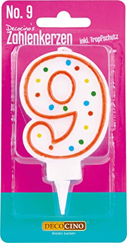 DECOCINO Zahlenkerzen Zahl 9 – Torten-Kerzen Happy-Birthday-Deko, Gerburtstag-Kerzen, Geburtstag-Deko für Geburtstag-Torte & Geburtstag-Kuchen DECOCINO Zahlenkerzen Zahl 9 – Torten-Kerzen Happy-Birthday-Deko, Gerburtstag-Kerzen, Geburtstag-Deko für Geburtstag-Torte & Geburtstag-Kuchen von DECOCINO