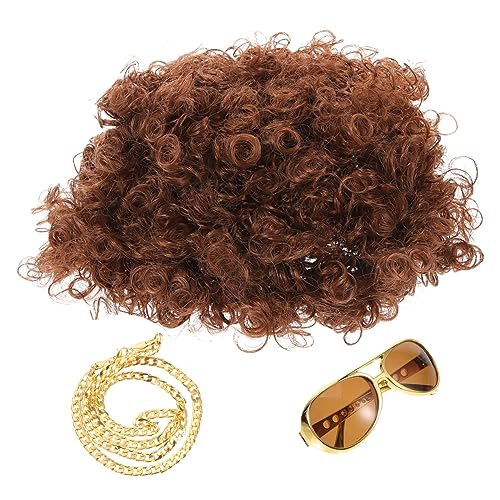 DECOMELODY 1 Satz 70er Disco-Accessoires Rave Gläser Perücke Sonnenbrille Zubehör Disco-Accessoires für Männer 70er Jahre Kostüm Herren 70er-Jahre-Fake-Goldhalskette Metall DECOMELODY 1 Satz 70er Disco-Accessoires Rave Gläser Perücke Sonnenbrille Zubehör Disco-Accessoires für Männer 70er Jahre Kostüm Herren 70er-Jahre-Fake-Goldhalskette Metall von DECOMELODY