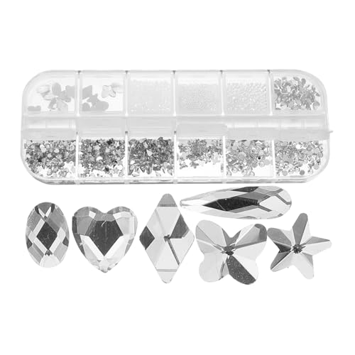 DECOMELODY 1 Schachtel Nail Art Charms Bunte Flache Strasssteine aus Fächer Langlebig Bruchsicher Nageldekorationen für Damen DIY Nail Art Geeignet für Partys Hochzeit Geburtstag von DECOMELODY