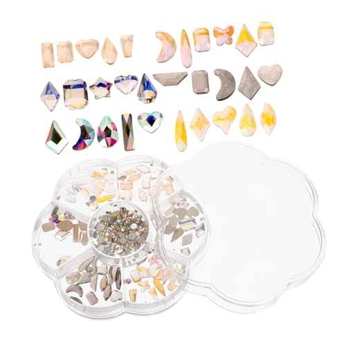 DECOMELODY 1 Schachtel Unregelmäßige Strasssteine Nageldekoration Fächer Box Nail Charms Maniküre Schmuck für Kreative Farbenfrohe Nagelkunst und DIY Nagelverzierung von DECOMELODY