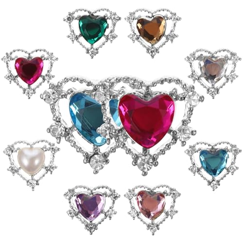 DECOMELODY 10 Stück Herz Nagel Charms mit Strass für DIY Nagelkunst Bunte Maniküre Zubehör und Nail Art Dekorationen für Kreative Bastelprojekte und Schmuckherstellung Zufällige Farbe DECOMELODY 10 Stück Herz Nagel Charms mit Strass für DIY Nagelkunst Bunte Maniküre Zubehör und Nail Art Dekorationen für Kreative Bastelprojekte und Schmuckherstellung Zufällige Farbe von DECOMELODY