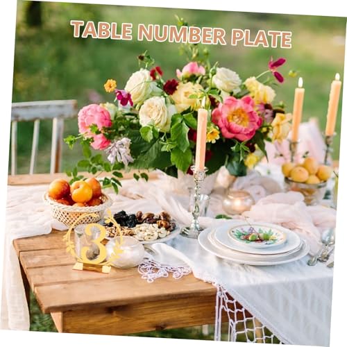 DECOMELODY 10 Stück Teiliges Acryl Tischnummern Goldfarben Wiederverwendbare Sitzplatzkarten für Hochzeiten Partys und Hotelveranstaltungen Modernes Design Leicht zu Reinigen und Sichtbar von DECOMELODY