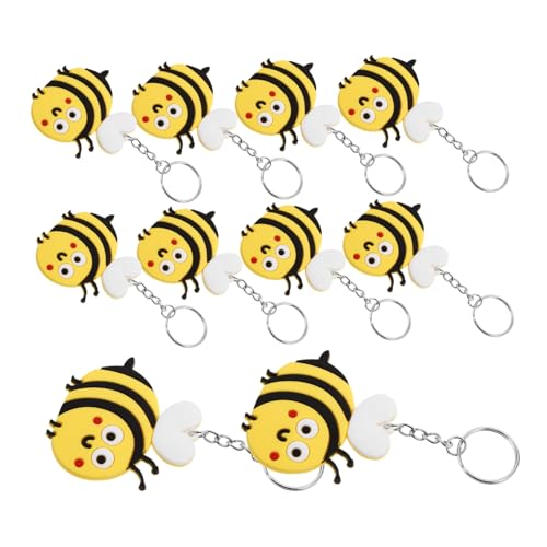 DECOMELODY 10 Stück Teiliges Bienen Schlüsselanhänger aus Silikon und Metall Niedlicher Cartoon Bienen Anhänger Vielseitig als Taschen oder Autoschmuck Langlebig und Dekorativ für Party von DECOMELODY