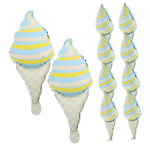 DECOMELODY 10 Stück Teiliges Eiscreme Folienballons in Blau Langlebige Partydeko mit Niedlichem Eiscreme motiv Einfache Montage für Kindergeburtstag Sommerfeiern und Festliche Anlässe von DECOMELODY