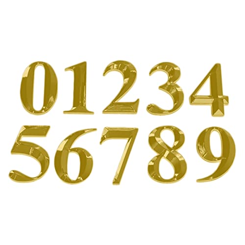 DECOMELODY 10 Stück Teiliges Hausnummer Aufkleber Gold Moderne Türschilder für Hotel und Zuhause Zahlen Installieren Stylisches Design für Innenräume von DECOMELODY