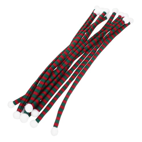 DECOMELODY 10 Stück Teiliges Mini Weihnachts Schals aus Weichem Doppelseitigem Plüschstoff Gestreifte Rot Grüne Flaschen und Puppendekoration Langlebiges DIY Accessoire für Festliche Party von DECOMELODY