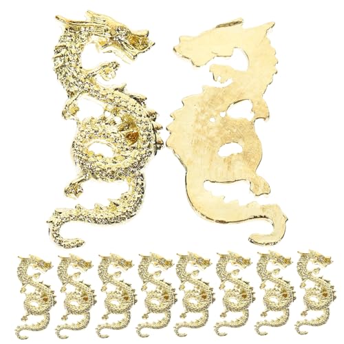 DECOMELODY 10 Stück Teiliges Nagel Schmuckset Dragon Design aus Metall Kleine Nail Charms für DIY Nagelkunst Glänzende Maniküre Dekorationen Goldfarbene Nagel Juwelen für Damen Einfache von DECOMELODY