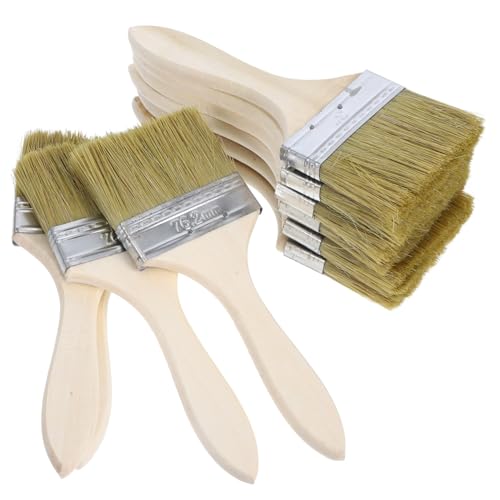 DECOMELODY 10 Stück Teiliges Pinselset mit Dickem Holzgriff Vielseitige und Ölfarb Pinsel Ergonomisch Leicht und Tragbar für Modellbau Maler und Kunstanfänger von DECOMELODY
