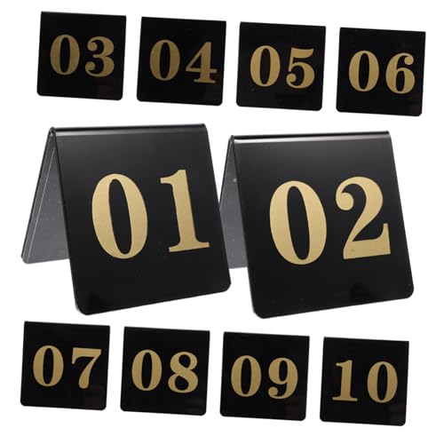 DECOMELODY 10 Stück Tischnummern Doppelseitig Bedruckt Teiliges Schwarz Goldene Zahlen für Hochzeit Bankett Party Tischdeko Langlebig Vielseitig für Empfang Feier von DECOMELODY