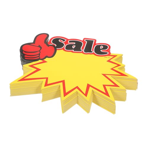 DECOMELODY 100 Pcs Sterngeformte Schilder Star Burst Schilder Für Flohmarktverkauf Vorräte Sign Yard Sale Supplies Zum Verkaufszeichen Geeignet Für Supermarkt Store von DECOMELODY