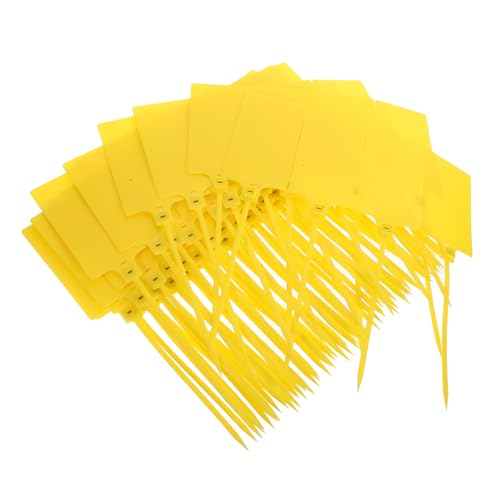 DECOMELODY 100 Stück Anhänger zum Aufhängen Versand Etiketten Etikettierungs -Tags Stichworte Preisschilder Kunststoffanhänger das Etikett leeres anhängeretikett Anhänger mit Kabel pp Yellow von DECOMELODY