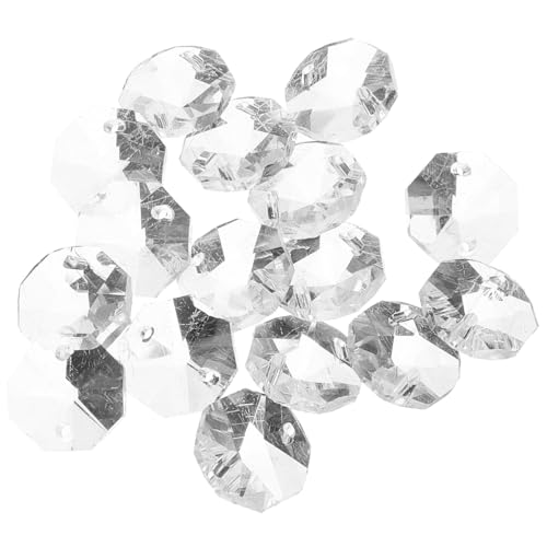 DECOMELODY 100 Stück Transparente Glasperlen für Basteln Doppellochige Kristall Achteckperlen als Vorhangdekoration DIY Schmuckzubehör Vielseitig für Türen und Fenster Eleganter Glasvorhang von DECOMELODY