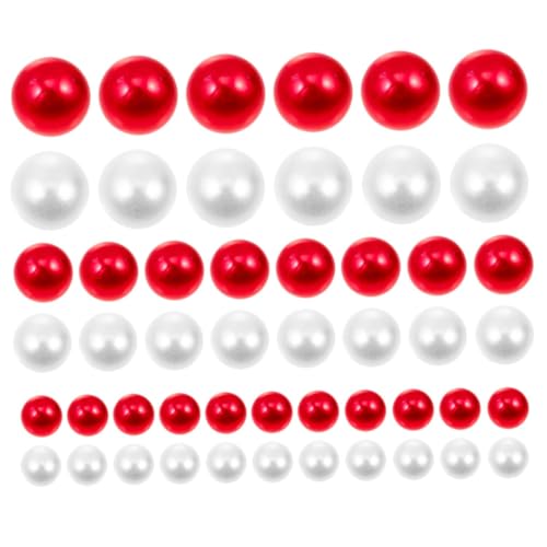 DECOMELODY 1000 Stück Abs Schwimmende Perlen Füller Faux Perlen Vase Dekoration DIY Schmuck Zubehör in Rot Weiß Mix für Bastelprojekte Langlebig Sicher von DECOMELODY