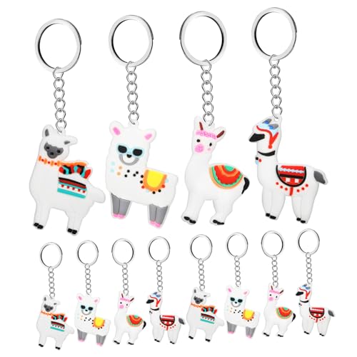 DECOMELODY 12 Stück Alpaka Schlüsselanhänger aus Robustem PVC Niedlicher Tieranhänger als Taschen und Rucksackdeko Glatte Kanten Langlebig als für Kindergeburtstag Geburtstag Weihnachten von DECOMELODY