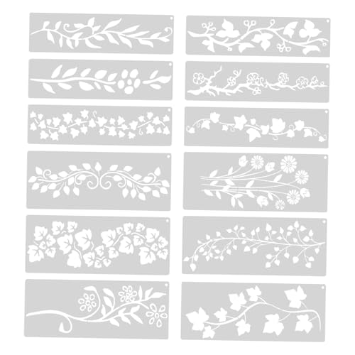 DECOMELODY 12 Stück Teiliges Wiederverwendbarer Floraler Schablonen für Malerei und Diy Scrapbooking Waschbare Ranken Vorlagen zum Gestalten von Kunstwerken und Dekorationen von DECOMELODY