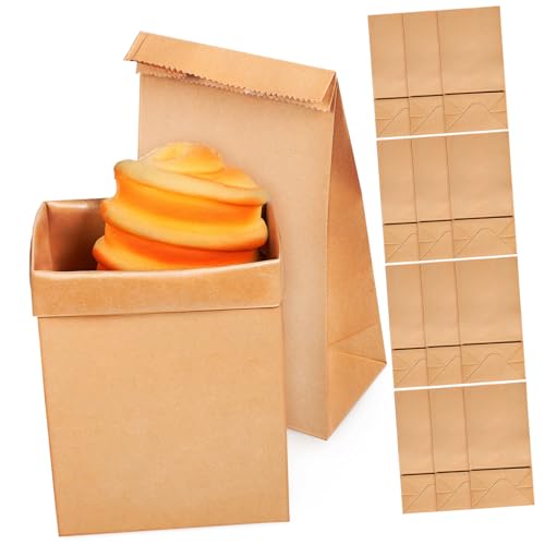 DECOMELODY 120 Stück Kraftpapier Papiertüten Lebensmittelbeutel für Brot Snacks Sandwiches Fettresistente Einweg Brottüten für Hausgemachtes Brot Lunch Kraftpapierbeutel von DECOMELODY