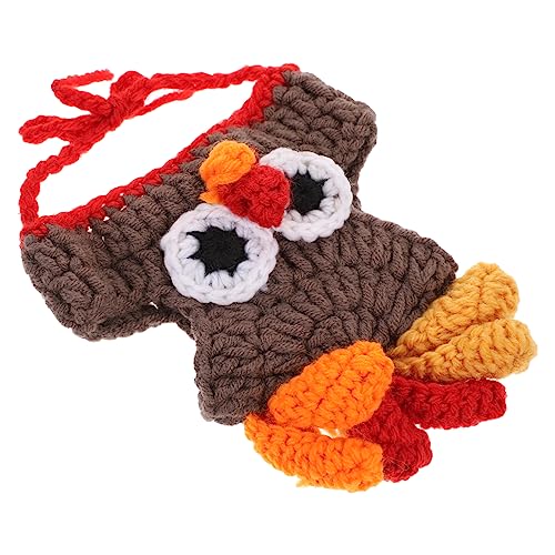 DECOMELODY 1stk Gestrickte Truthahnmütze Haustier Truthahn Kopfbedeckung Kostüm Pudelhundemütze Hund Truthahn Stirnband Thanksgiving Lustiger Hut Hund Truthahn Kostüm Truthahnhut Garn von DECOMELODY