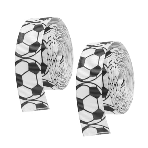 DECOMELODY 2 Rollen Fußball Dekoratives Geschenkband Breit Lang Strapazierfähiges Stoffband für Basteln Geschenkverpackung Partydeko und DIY Schleifen von DECOMELODY