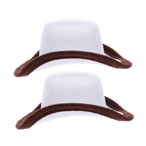 DECOMELODY 2 Stück Cowboy Hüte Weinflaschen Dekoration Filzhut Tischdeko für Party Weiß Braun DECOMELODY 2 Stück Cowboy Hüte Weinflaschen Dekoration Filzhut Tischdeko für Party Weiß Braun von DECOMELODY
