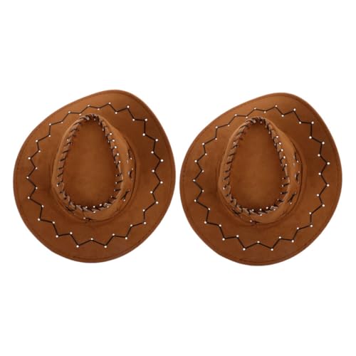 DECOMELODY 2 Stück Cowboyhut mit Breiter Krempe Atmungsaktiv und Sonnenschützend Vintage Western Stil für Jungen und Mädchen Geeignet für Sommerpartys Outdoor und Kostümfeste von DECOMELODY