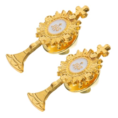 DECOMELODY 2 Stück Knopfabzeichen Auf Der Brust Kreuzbroschennadeln Kreuzbroschen Für Damen Kreuz-anstecknadeln Für Herren Anstecknadeln Für Damen Kreuznadeln Für Männer Golden Zinklegierung von DECOMELODY