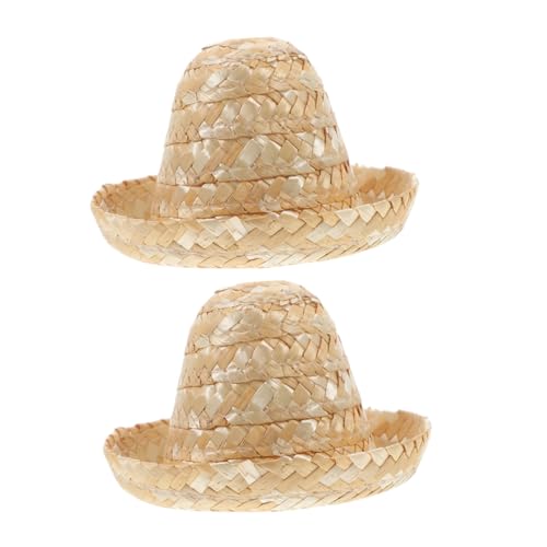 DECOMELODY 2 Stück Miniatur Strohhut Tiny Hat für Puppen Dekoration Adorable Mini Hut für Flaschen und Feste für Western Party und DIY Projekte von DECOMELODY