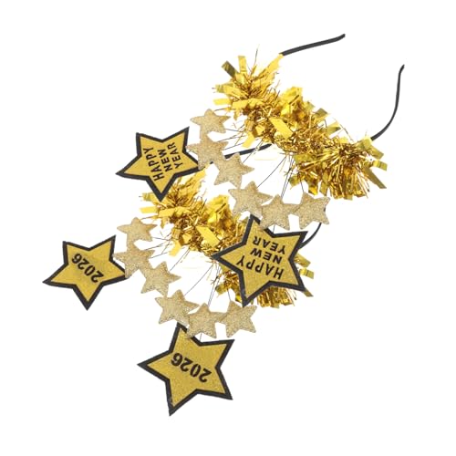 DECOMELODY 2 Stück Silvester Haarreifen mit Glitzerstern und Happy Year Verstellbare Party Haarschmuck für Erwachsene und Festliche Kopfbedeckung für Jahreswechsel Feiern von DECOMELODY