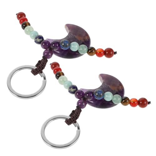 DECOMELODY 2 Stück Teiliges Kristall Mond Schlüsselanhänger Robuster Metallring Vielseitiger Taschenanhänger Eleganter Schmuck für Frauen für Mutter Tochter Stilvolle Dekoration für von DECOMELODY