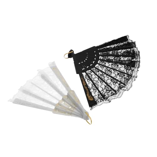 DECOMELODY 2 Stück Teiliges Spitzenfächer Chinesischer Stil Eleganter Langlebiger Handfächer für Hochzeit Tanz Dekoration Geräuschloser Faltfächer in Weiß und Schwarz DECOMELODY 2 Stück Teiliges Spitzenfächer Chinesischer Stil Eleganter Langlebiger Handfächer für Hochzeit Tanz Dekoration Geräuschloser Faltfächer in Weiß und Schwarz von DECOMELODY