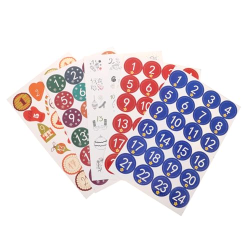 DECOMELODY 25 Blatt Weihnachtsaufkleber Rund Selbstklebend mit Bunten Zahlen und Motiven Langlebige Geschenkverpackung Deko für Geschenkboxen Flaschen und Süßigkeitentüten Einfach zu Kleben DECOMELODY 25 Blatt Weihnachtsaufkleber Rund Selbstklebend mit Bunten Zahlen und Motiven Langlebige Geschenkverpackung Deko für Geschenkboxen Flaschen und Süßigkeitentüten Einfach zu Kleben von DECOMELODY